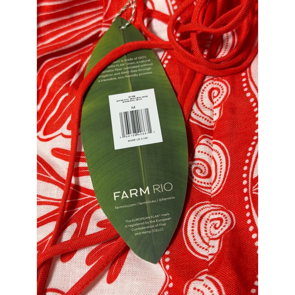 FARM RIO Ainika Shell Print Linen Minidress SZ M NWT $190 - Picture 8 of 12